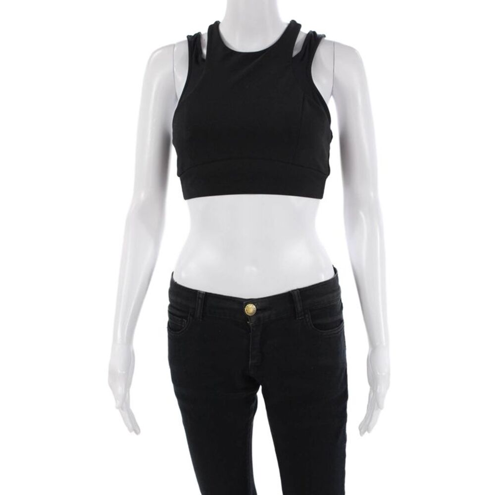 Lanston Sport Womens Stretch Strappy Activewear Bra Black Size M